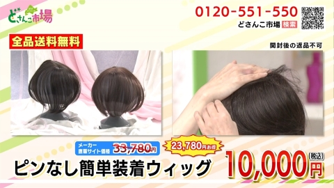 ピンなし簡単装着ウィッグ