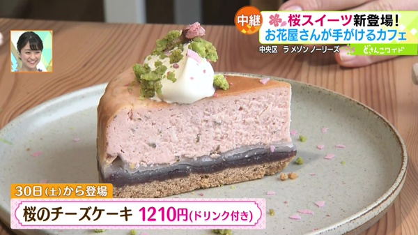 桜のチーズケーキ 1210円(ドリンク付き)