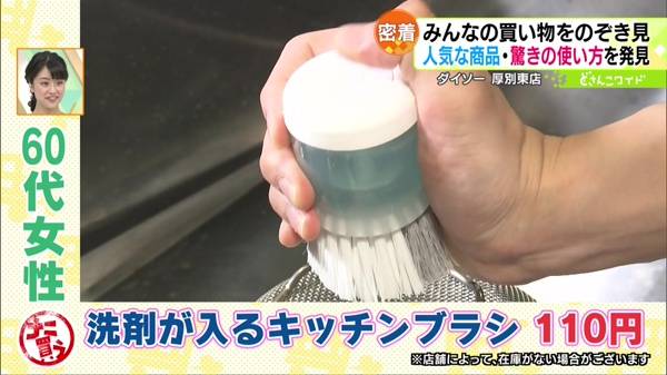 ●洗剤が入るキッチンブラシ 110円